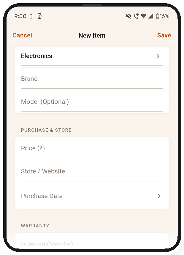 GoodRemi add item details screen